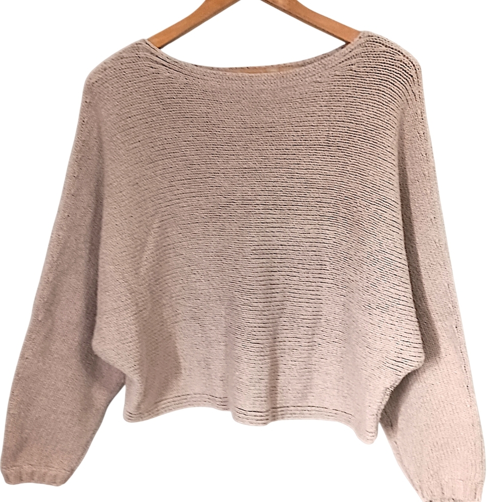 Abercrombie & Fitch Dolman Sweater S/M Relaxed Boatneck Batwing Sleeves Beige‎ - Picture 9 of 16
